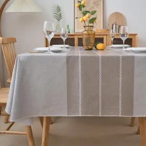 NLMUVW Vinyl Tablecloth with Flannel Backing Rectangle, 100% Waterproof Grey Print PVC Table Cloth Oil Proof Wipe Clean Table Cover for Dining Party Camping Outdoor, 60 X 140 Inch