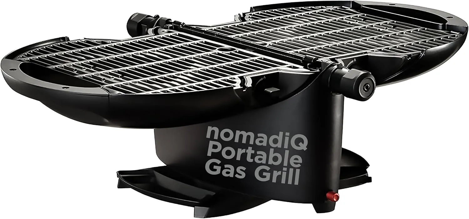nomadiQ Portable Propane Gas Grill | Perfect Camping Grill for BBQ | Small Lightweight Outdoor Grill | Portable Grill for Tailgating, RV, Travel, Boats and more | Mini, Portable, Gas Barbecue Grill