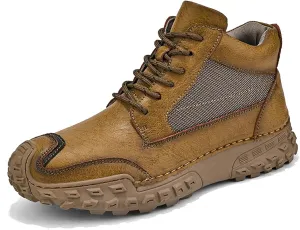 Non Slip Chukka Boots for Men - Casual Lightweight Hiking Ankle Boots Lace Up Leather