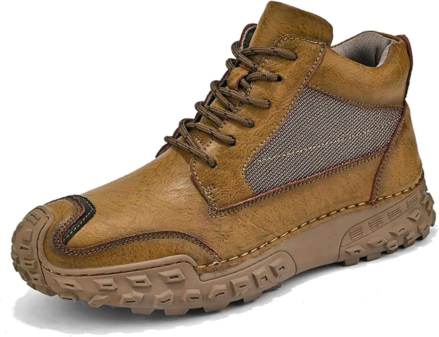 Non Slip Chukka Boots for Men - Casual Lightweight Hiking Ankle Boots Lace Up Leather