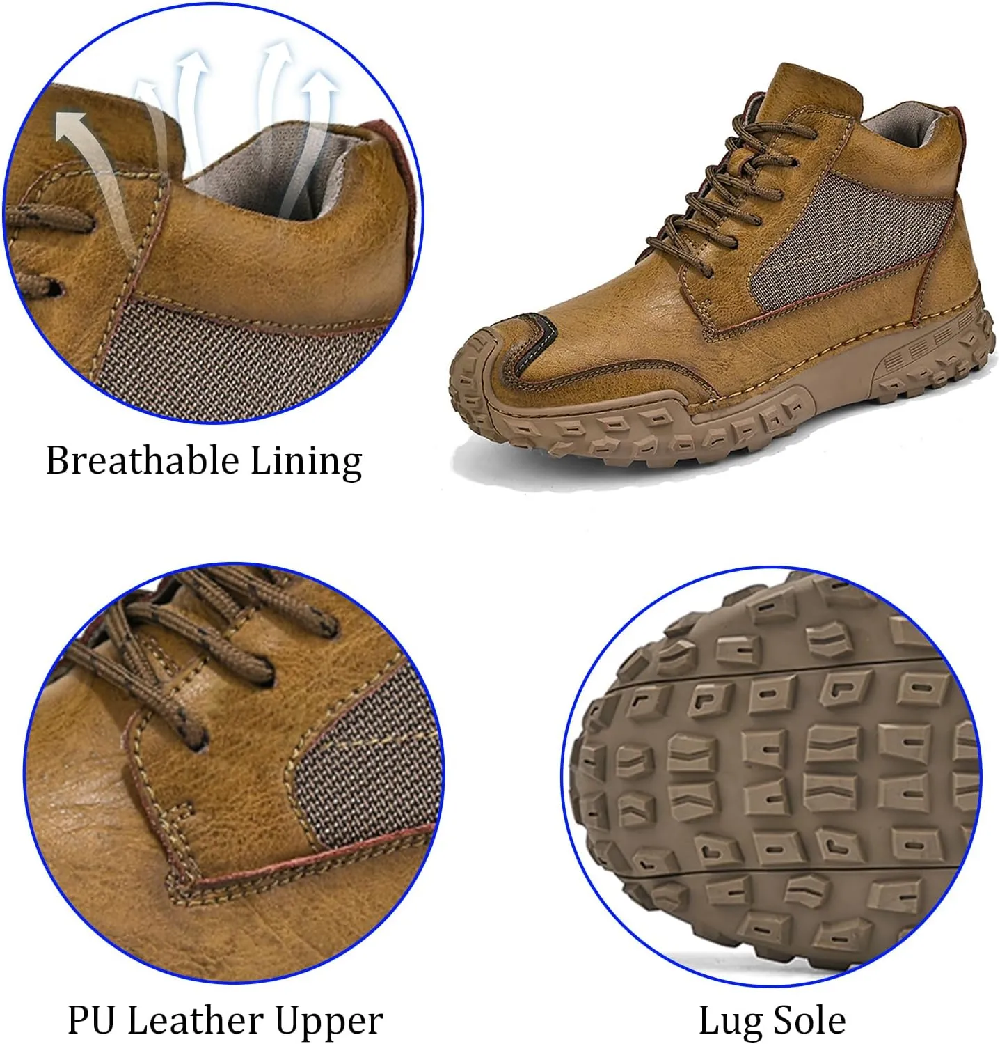 Non Slip Chukka Boots for Men - Casual Lightweight Hiking Ankle Boots Lace Up Leather