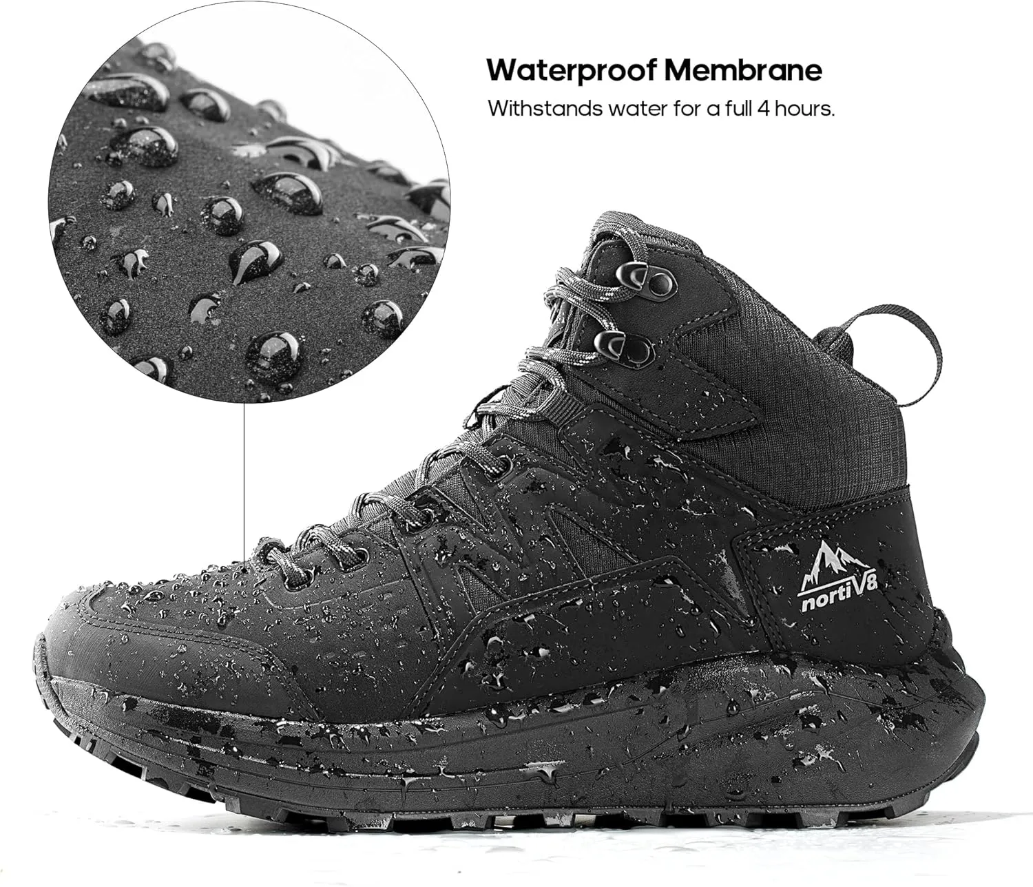 NORTIV 8 Men's Waterproof Hiking Boots, Lightweight Leather Outdoor Work Footwear with Rubber Toe, MDT Sole, for Trekking, Mountaineering