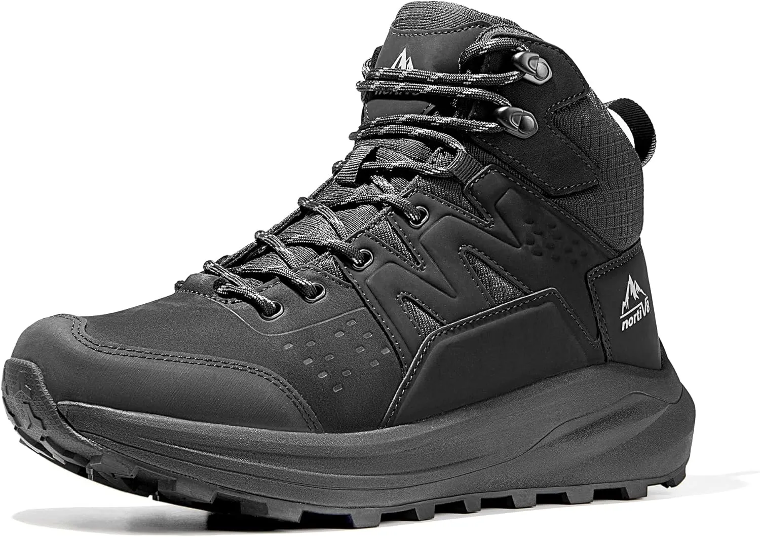 NORTIV 8 Men's Waterproof Hiking Boots, Lightweight Leather Outdoor Work Footwear with Rubber Toe, MDT Sole, for Trekking, Mountaineering