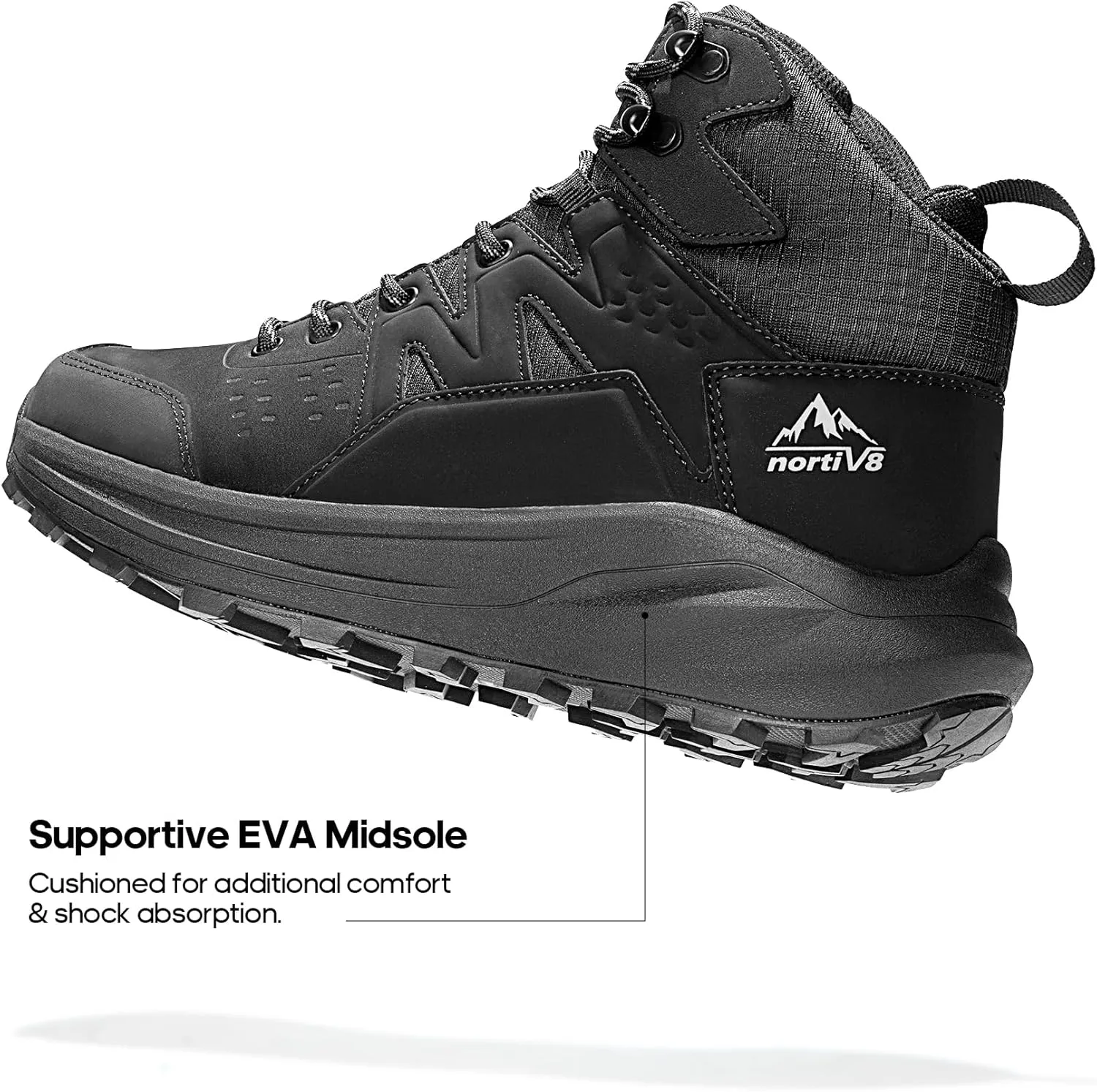 NORTIV 8 Men's Waterproof Hiking Boots, Lightweight Leather Outdoor Work Footwear with Rubber Toe, MDT Sole, for Trekking, Mountaineering
