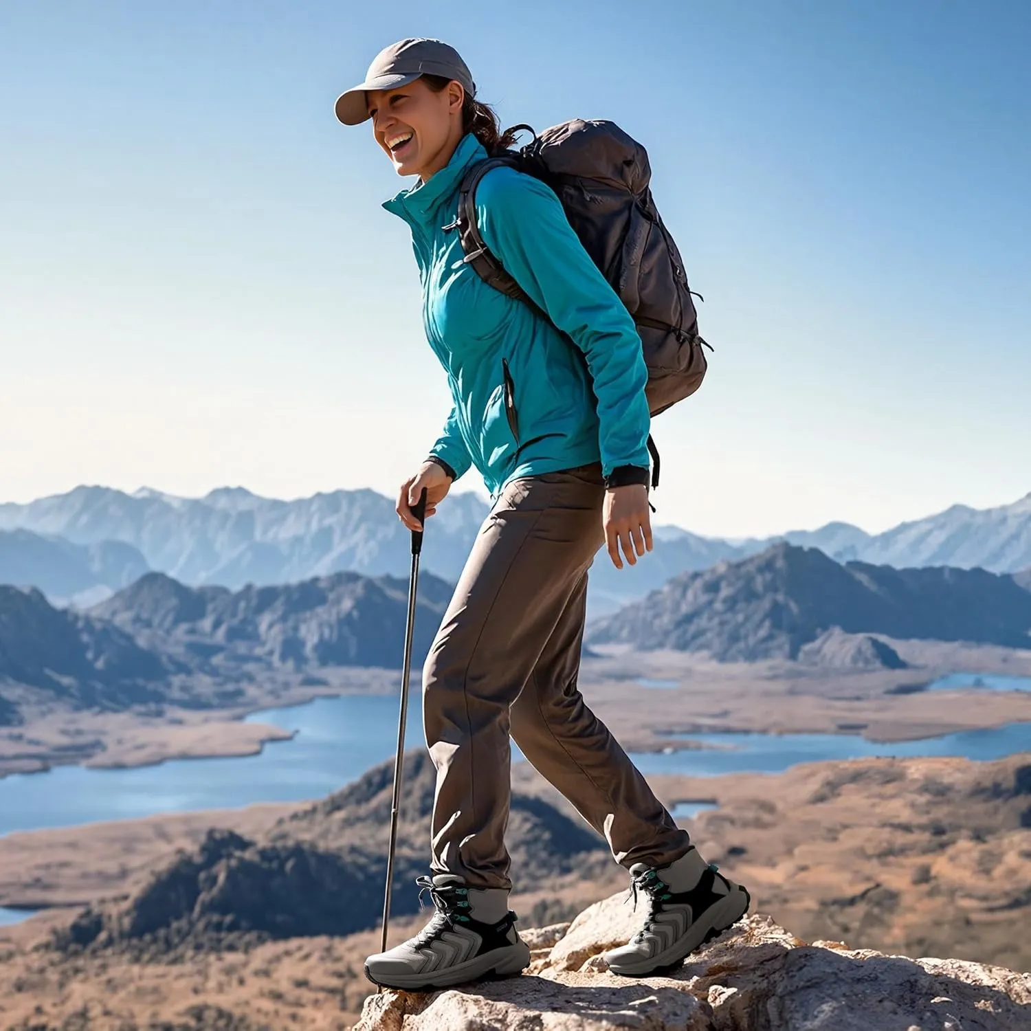 NORTIV 8 Women's Hiking Boots Waterproof with Arch Support Sneakers Walking Outdoor Comfortable Lightweight Boot Echo Mid