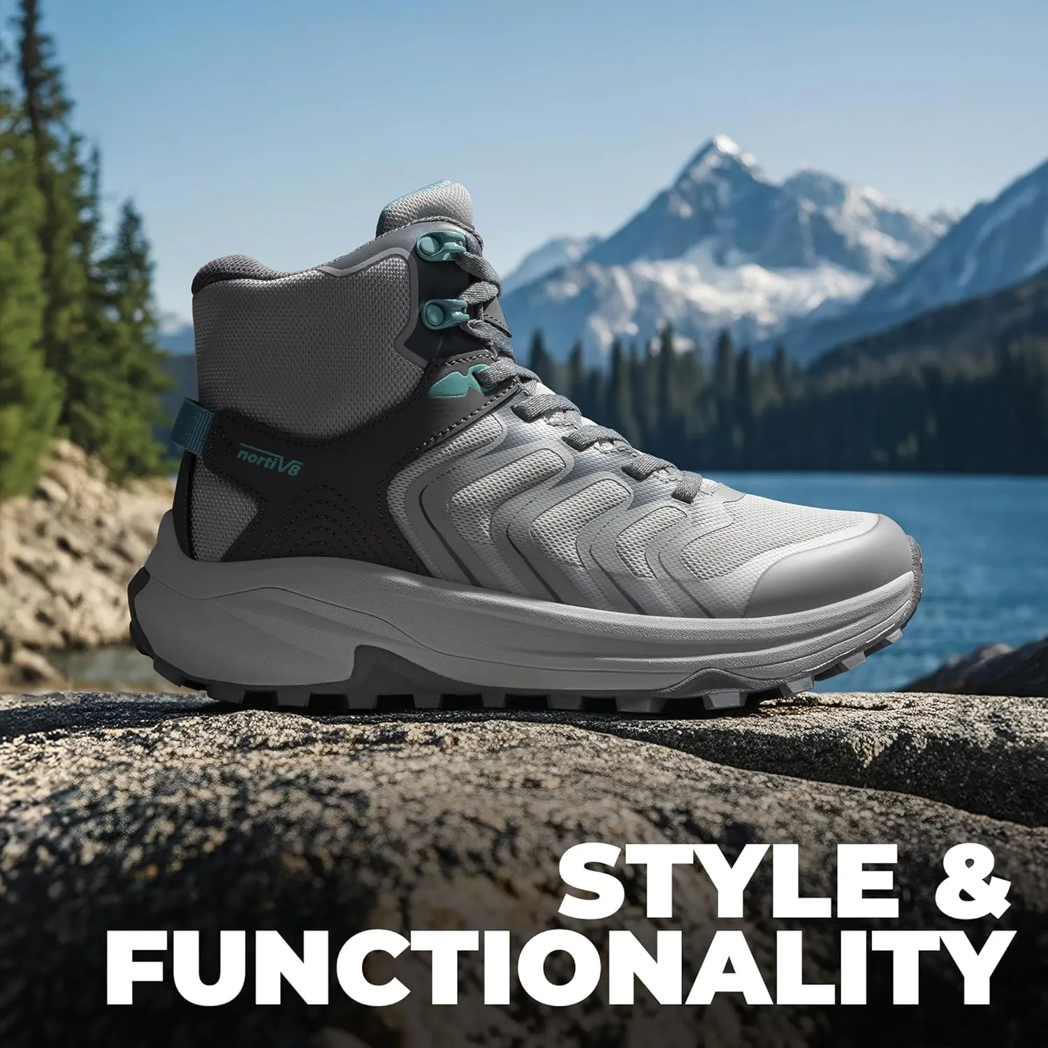 NORTIV 8 Women's Hiking Boots Waterproof with Arch Support Sneakers Walking Outdoor Comfortable Lightweight Boot Echo Mid