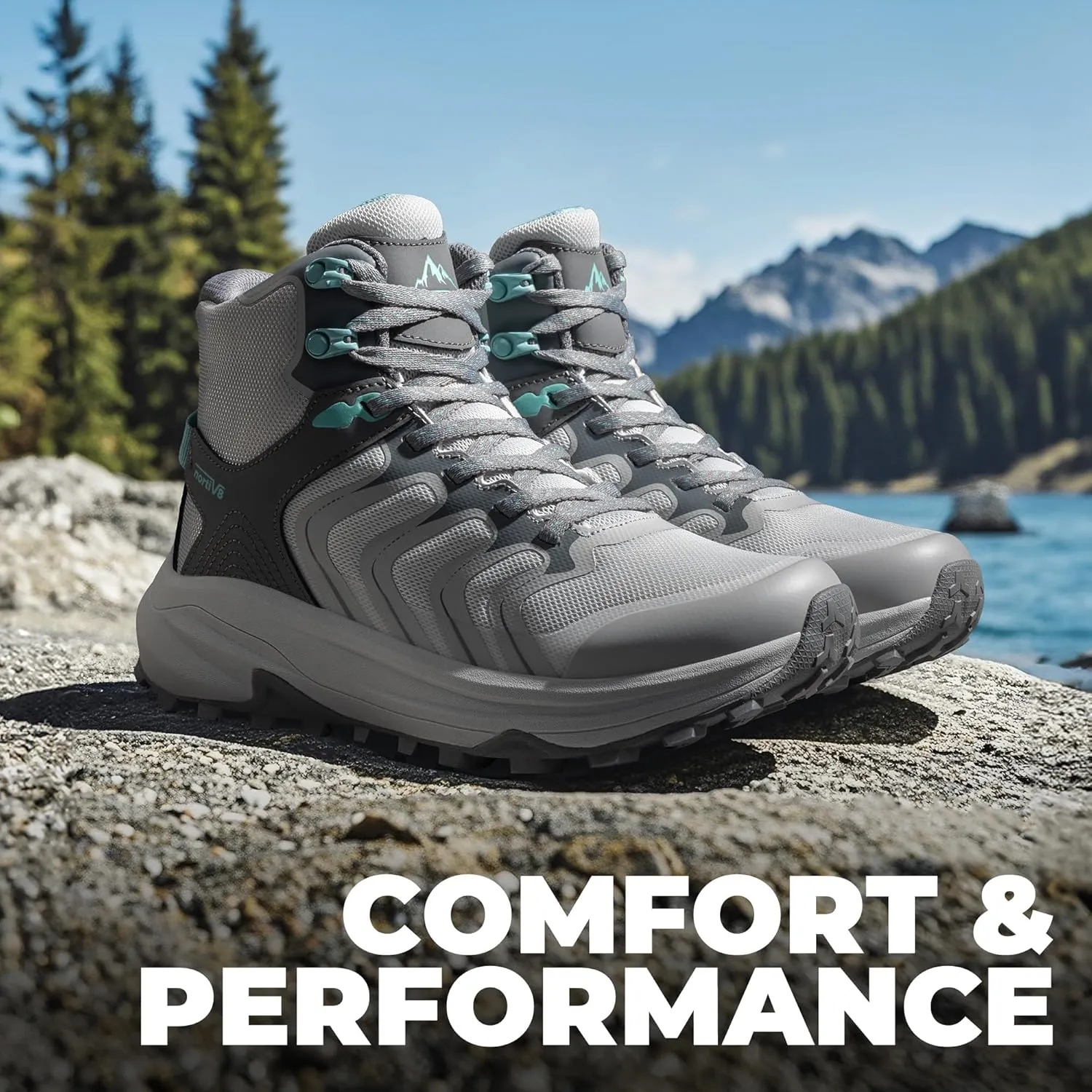 NORTIV 8 Women's Hiking Boots Waterproof with Arch Support Sneakers Walking Outdoor Comfortable Lightweight Boot Echo Mid