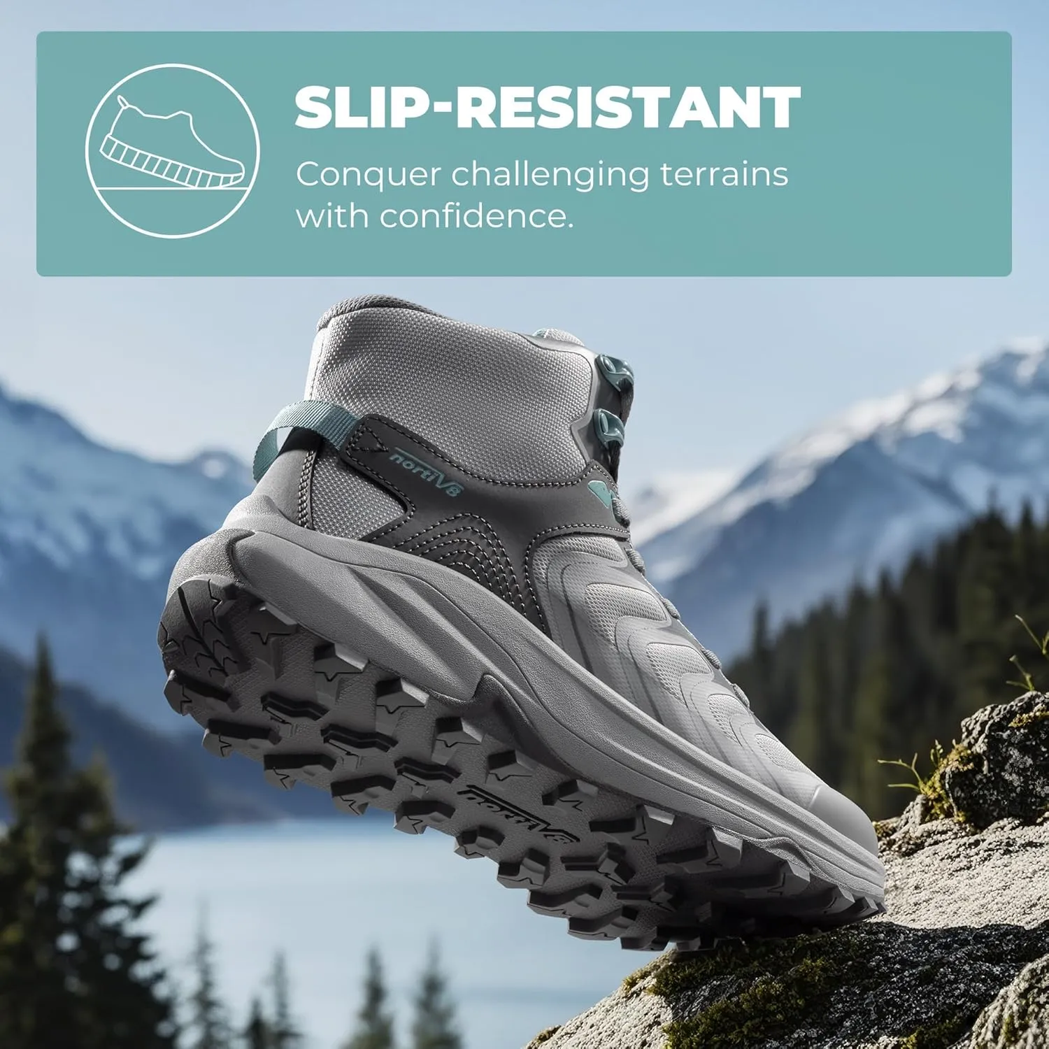 NORTIV 8 Women's Hiking Boots Waterproof with Arch Support Sneakers Walking Outdoor Comfortable Lightweight Boot Echo Mid
