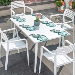 OOzie Blue Aqua White Rectangle Tablecloth, Swimming Futuristic Design Waterproof Oil Proof Table ​Cover for Indoor and Outdoor Abstract Fits up 5 Foot Tables