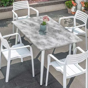 OOzie Grey Dust Tablecloth Fitted Rectangle Marble Granite Surface Pattern Protector with Elastic for Rectangle Picnic Tables, Washable Abstract Fits up 5 Foot Tables