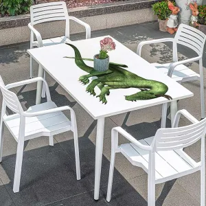 OOzie White Green Elastic Tablecloth for Indoors Outdoors Ugly Dragon Legacy Overlord Dragon Table ​Cover ​for Kitchen Dining Party Picnic Animal Fits up 4 Foot Tables