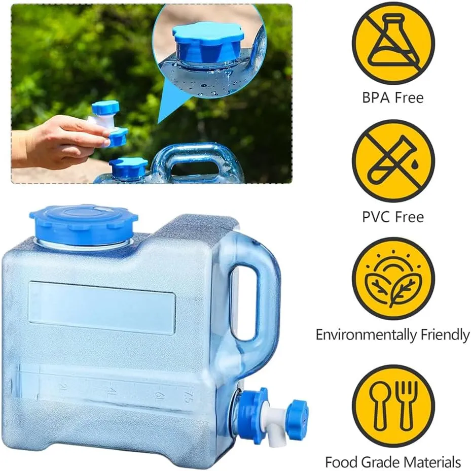 Orgonite Water Storage Containers, Camping Water Container, Portable Water Tank with Faucet Camping Bucket with Tap Water Jug with Spigot BPA Free Emergency Water Storage for Outdoor Camping Hiking