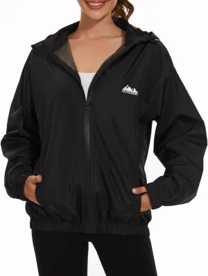 OSTOO Women's Running Cycling Lightweight Rain Jacket Waterproof with Hood Hiking Wind Breakers Pullover