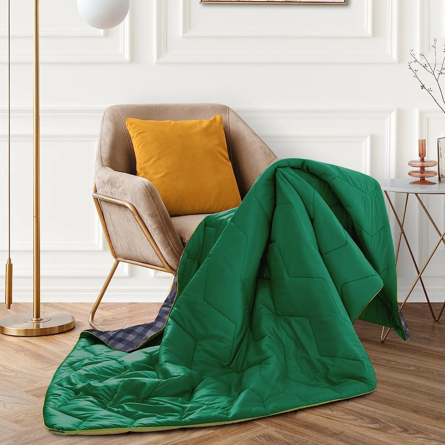 Outdoor Camping Blanket Waterproof, Packable and Portable Throw for Camping,Travel, Park, Beach, 75 * 52", Green