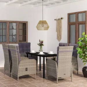 Outdoor Patio Furniture,7 Piece Patio Dining Set with Cushions Gray and BlackDesigned for Camping, Resting, Outdoors.