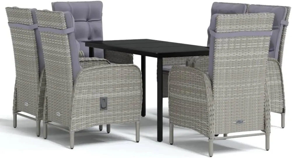 Outdoor Patio Furniture,7 Piece Patio Dining Set with Cushions Gray and BlackDesigned for Camping, Resting, Outdoors.