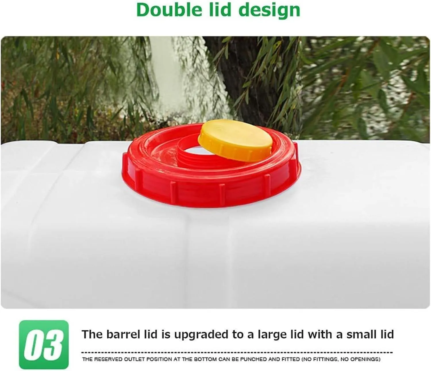 Outdoor Plastic Water Storage Tank Household Potable Water Storage Containers Emergency Water Barrel Container with On-Off Valve