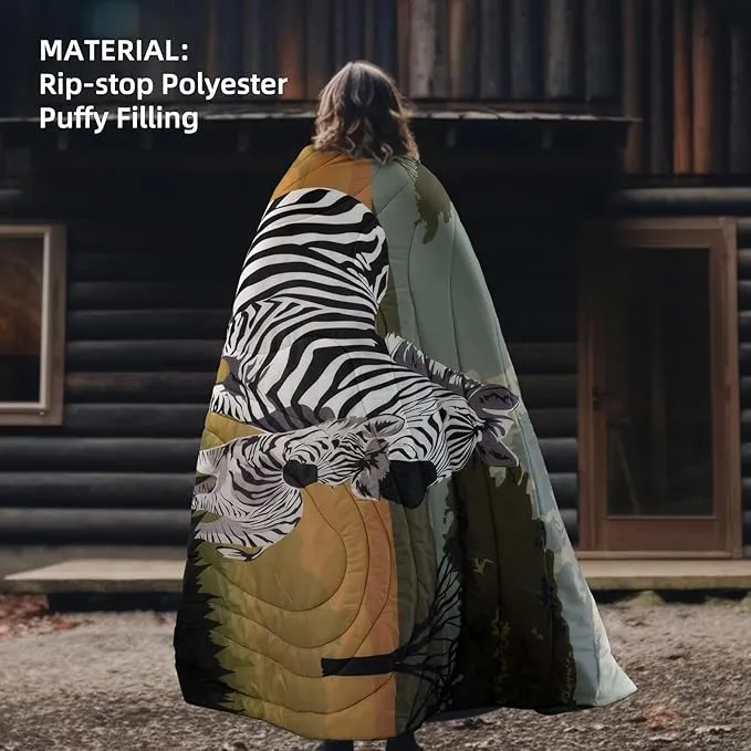Outdoor Puffy Camping Blanket, Lightweight Windproof Warm Stadium Blanket, Packable Travel Camping Quilt for Cold Weather，Hiking, Backpacking,Sleeping, Hammock, Adventure 78"x 56"