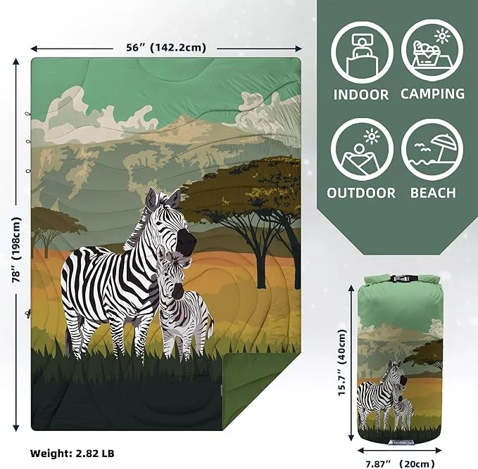 Outdoor Puffy Camping Blanket, Lightweight Windproof Warm Stadium Blanket, Packable Travel Camping Quilt for Cold Weather，Hiking, Backpacking,Sleeping, Hammock, Adventure 78"x 56"