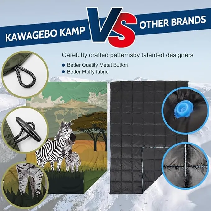 Outdoor Puffy Camping Blanket, Lightweight Windproof Warm Stadium Blanket, Packable Travel Camping Quilt for Cold Weather，Hiking, Backpacking,Sleeping, Hammock, Adventure 78"x 56"