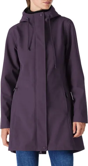 Outdoor Ventures Women's Lightweight Waterproof Fleece Lined Hooded Softshell Rain Jacket, Warm Windbreaker Long Coat