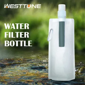 Outdoor Water Filter Straw Bottle - Survival and Emergency Camping Purification Water Purifier Bag for Camping and Hiking