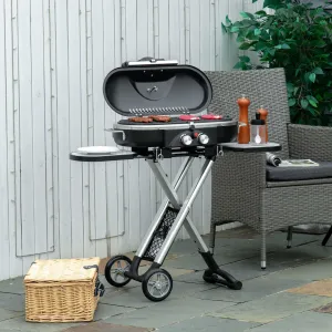 Outsunny 2-Burner Gas BBQ Grill with Shelves and Storage - Aluminum