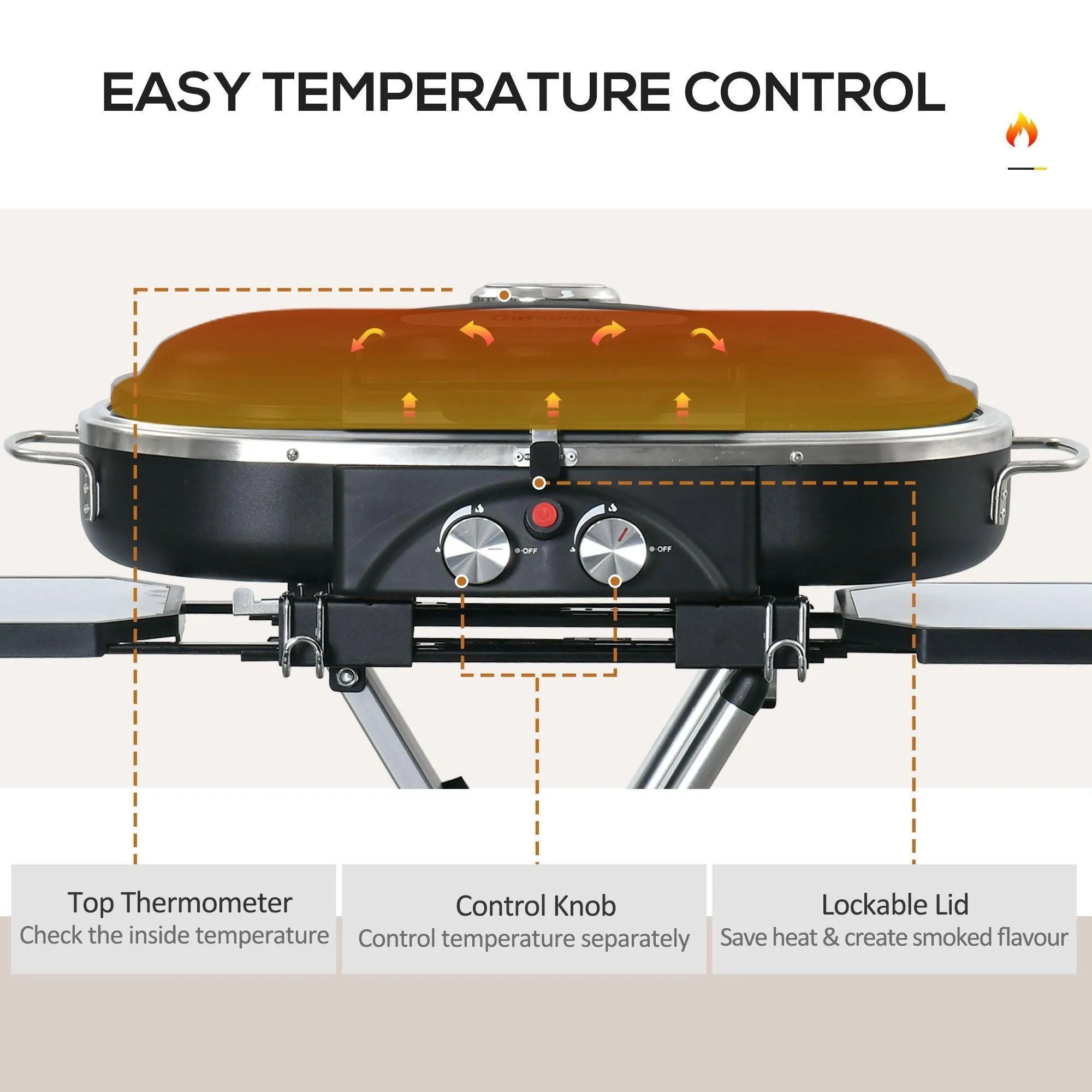 Outsunny 2-Burner Gas BBQ Grill with Shelves and Storage - Aluminum