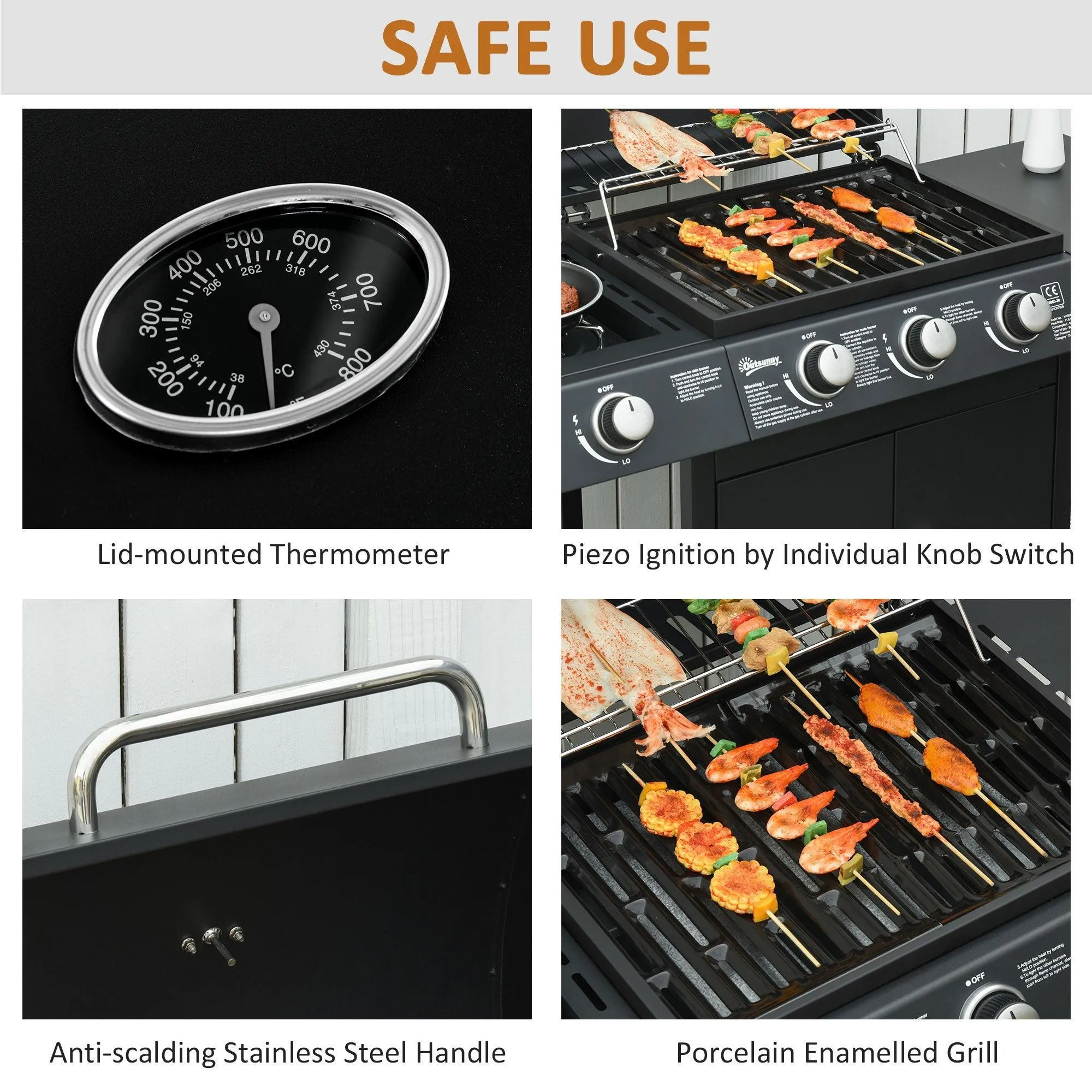 Outsunny 3-Burner Gas BBQ Grill - Compact and Convenient