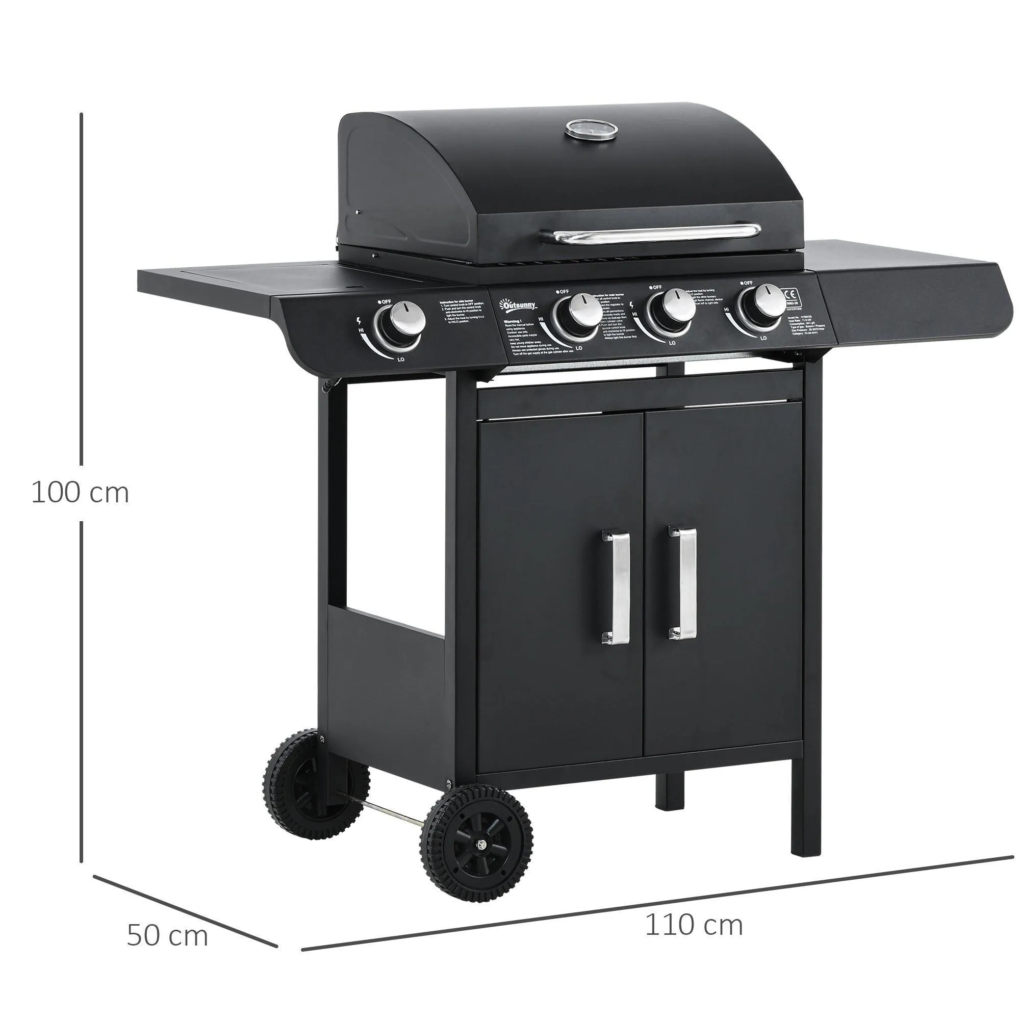 Outsunny 3-Burner Gas BBQ Grill - Compact and Convenient