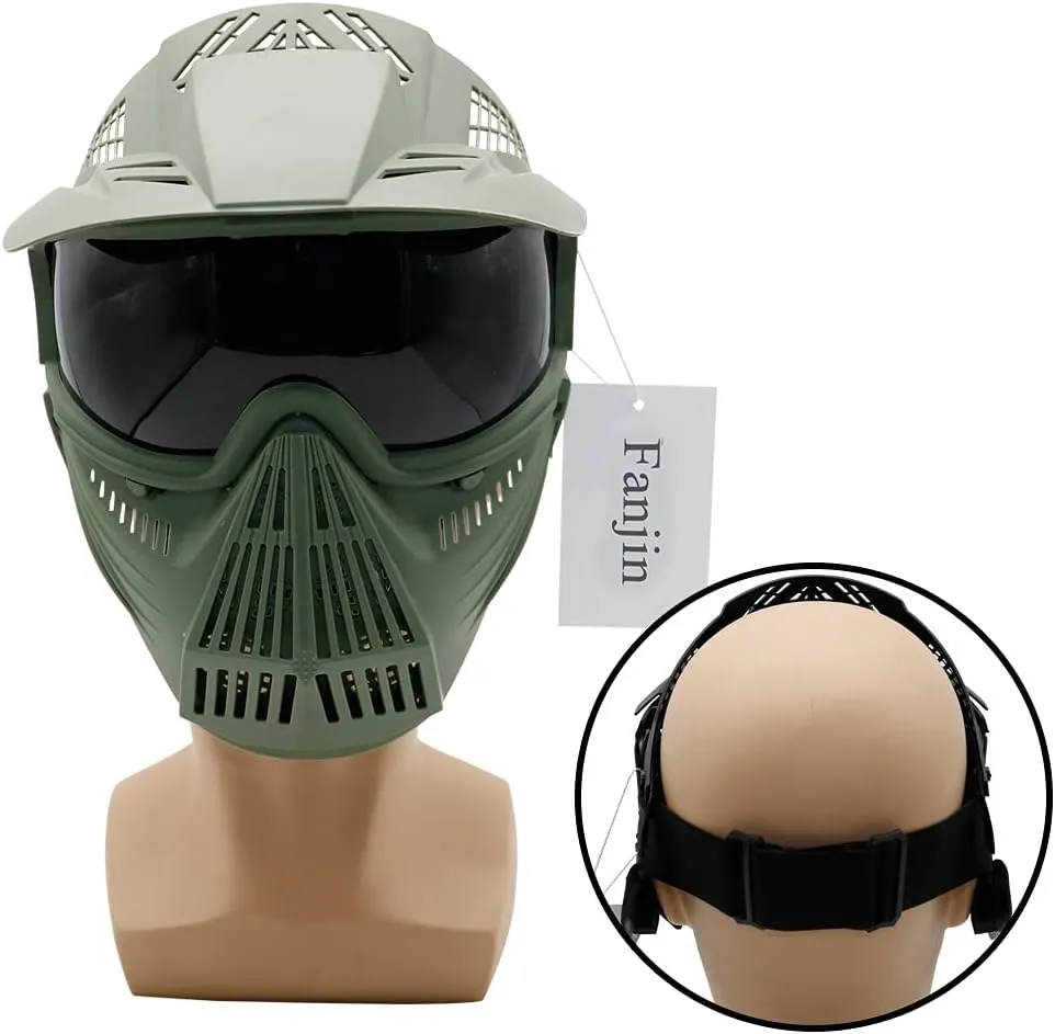 Paintball Mask, Airsoft Mask, Tactical Masks Full Face Gear with Goggles Impact Resistant for Hunting CS Survival Games Halloween Cosplay and Outdoor Activities