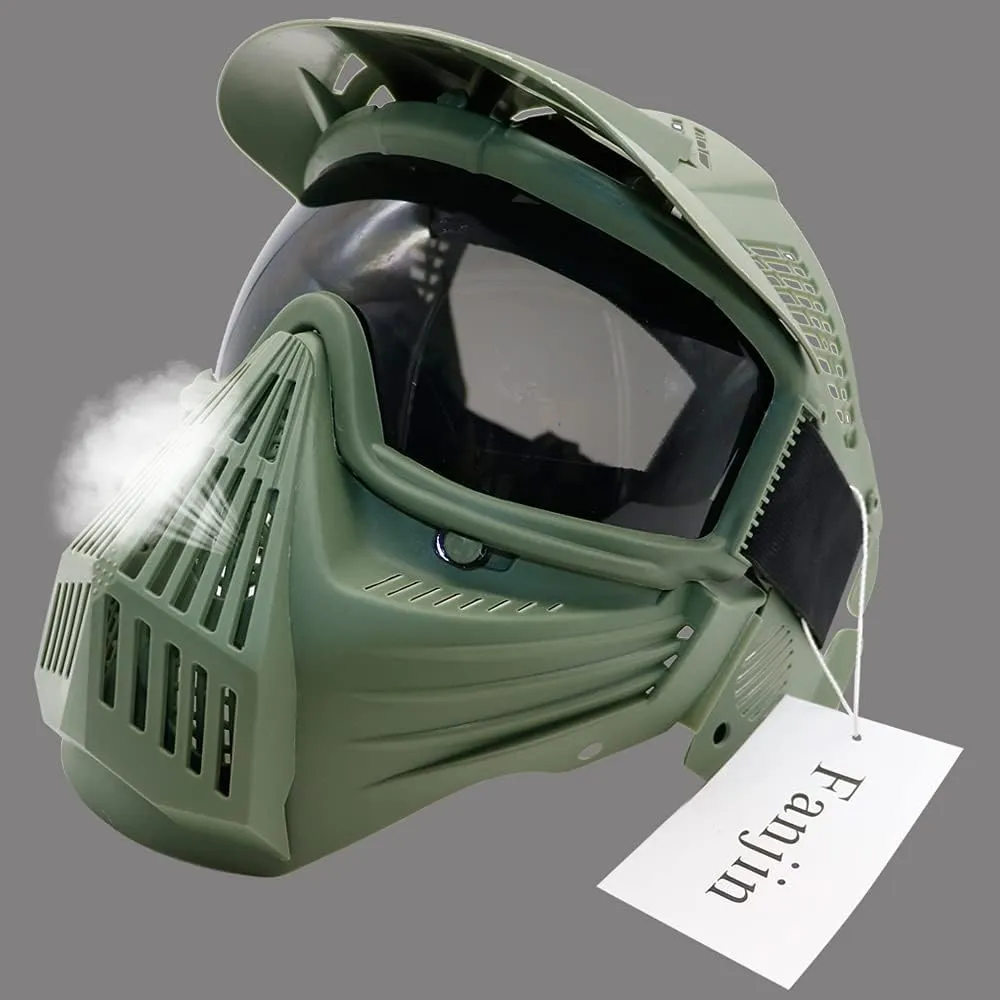 Paintball Mask, Airsoft Mask, Tactical Masks Full Face Gear with Goggles Impact Resistant for Hunting CS Survival Games Halloween Cosplay and Outdoor Activities