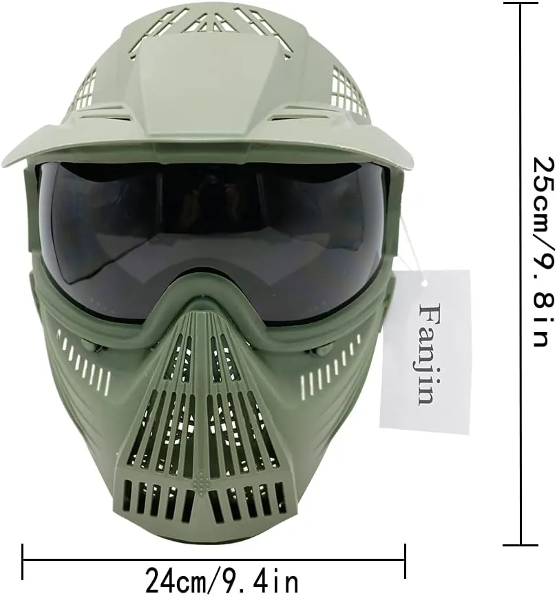 Paintball Mask, Airsoft Mask, Tactical Masks Full Face Gear with Goggles Impact Resistant for Hunting CS Survival Games Halloween Cosplay and Outdoor Activities