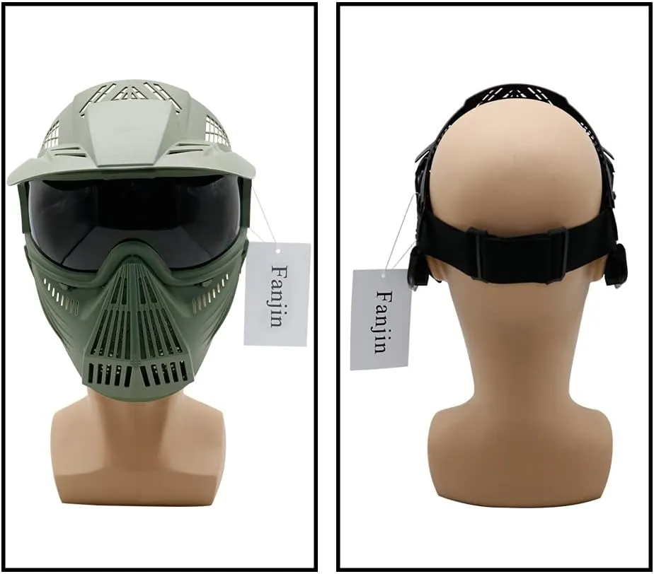 Paintball Mask, Airsoft Mask, Tactical Masks Full Face Gear with Goggles Impact Resistant for Hunting CS Survival Games Halloween Cosplay and Outdoor Activities