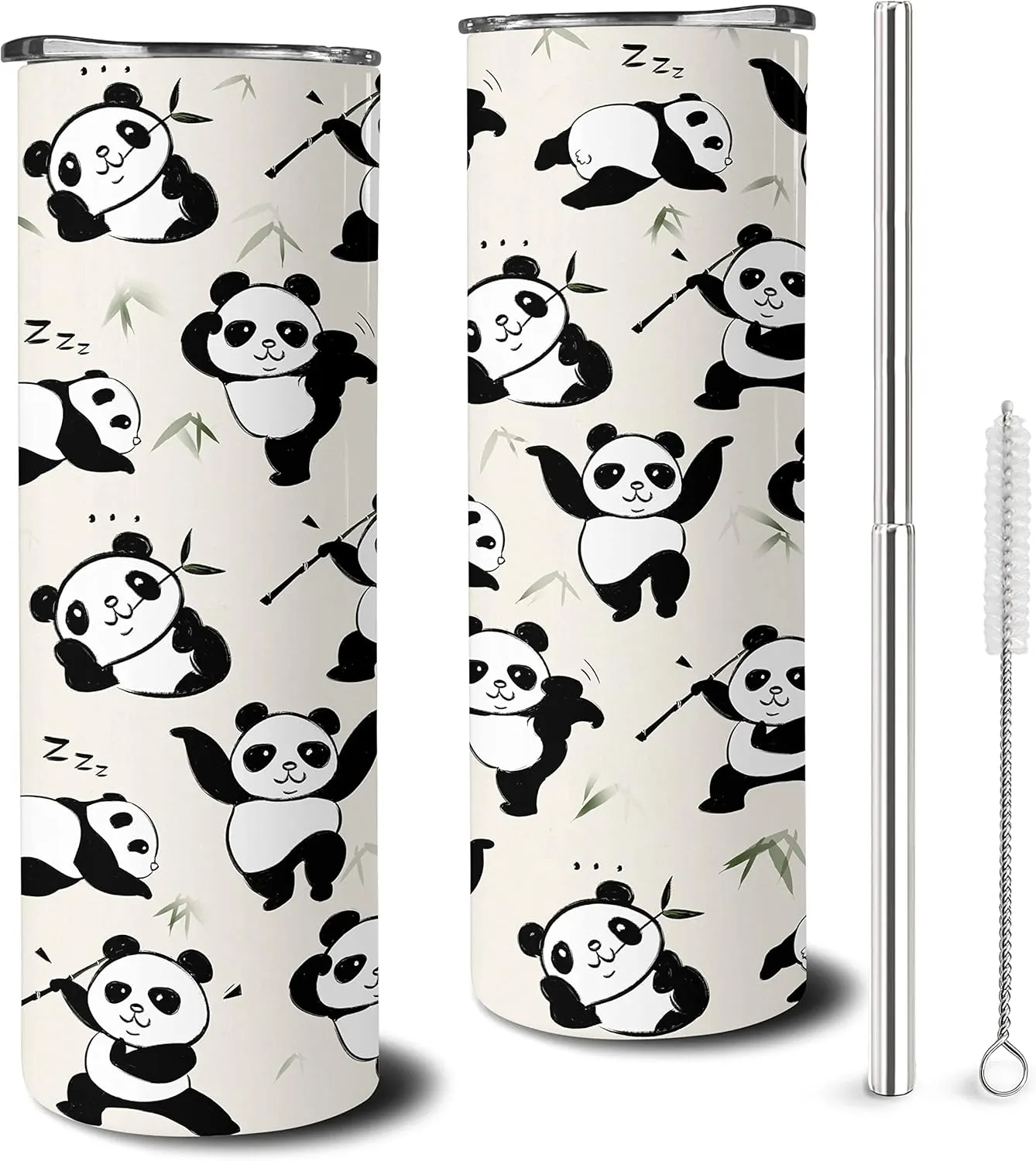Panda Gifts for Girls,Birthday Gift for Panda Lovers,20oz Tumbler With Lid and Straw Stainless Steel Insulated Coffee Cup Travel Mug