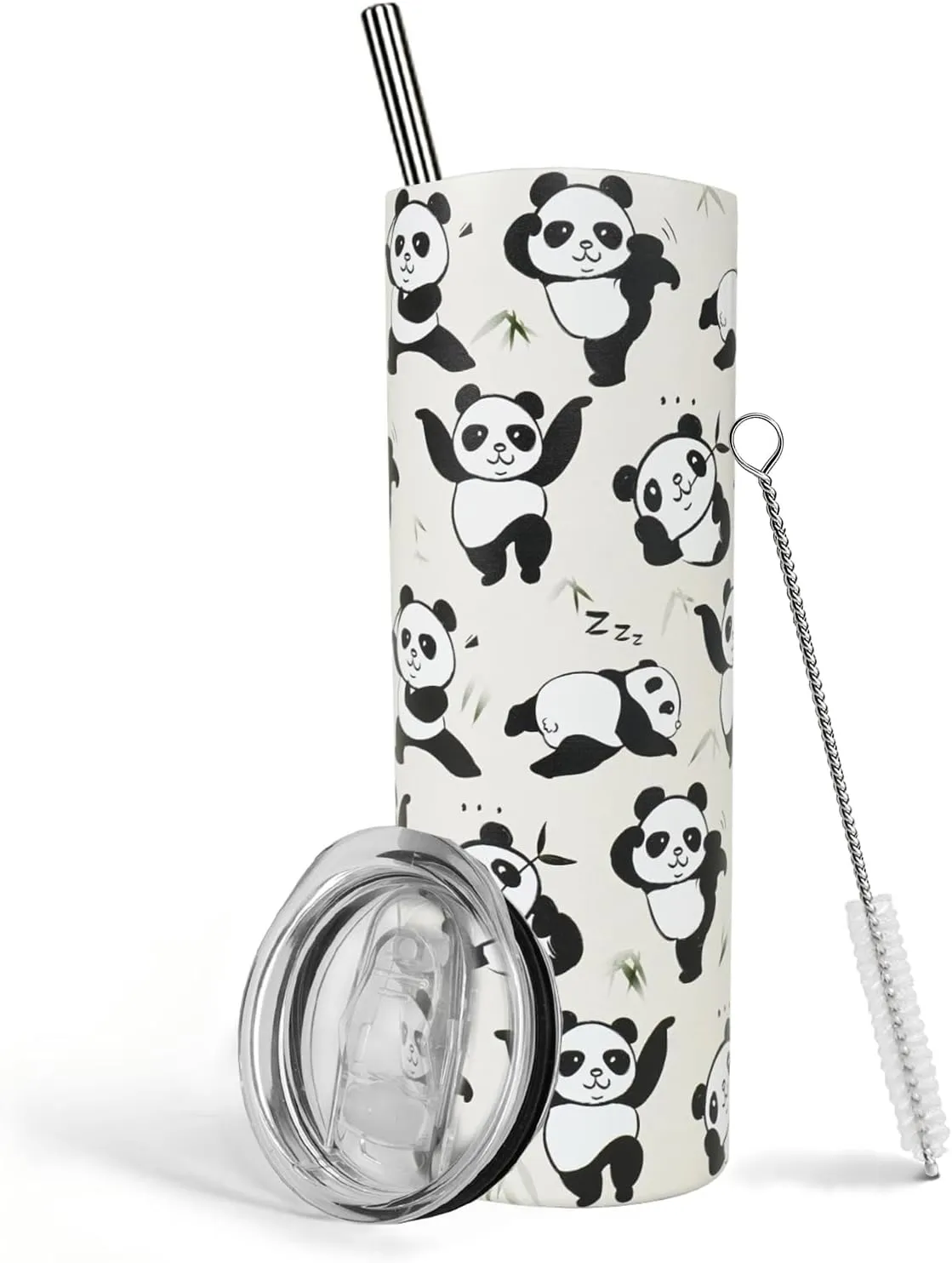 Panda Gifts for Girls,Birthday Gift for Panda Lovers,20oz Tumbler With Lid and Straw Stainless Steel Insulated Coffee Cup Travel Mug