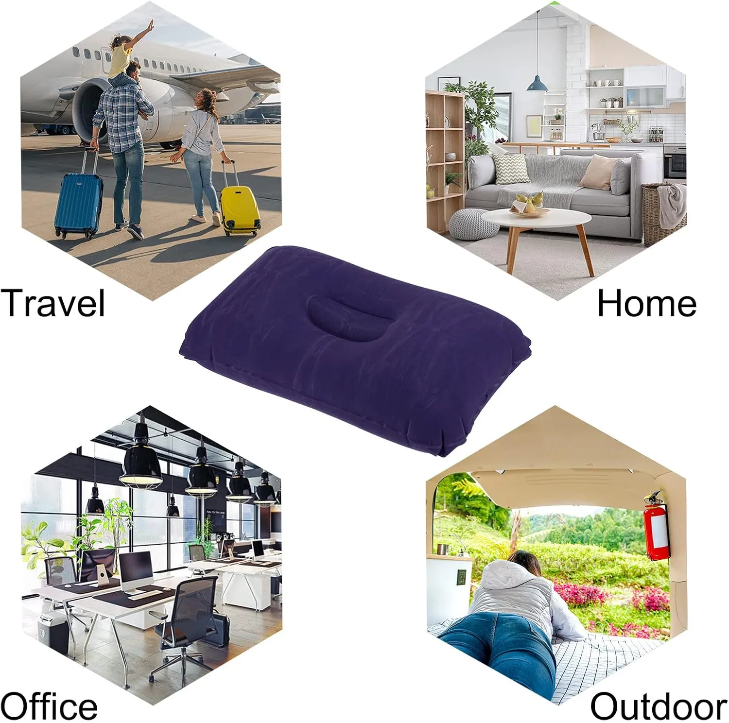 PATIKIL Inflatable Pillow, 4 Pack Ultralight Camping Travel Pillow Desk Rest Neck Support for Hiking Backpacking Office, Dark Purple