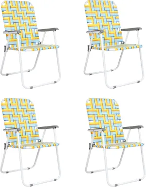 Patio Lawn Webbed Folding Chairs Set of 2/4-Beach Portable Dining Chairs for Outdoor Yard Garden Camping BBQ Picnic