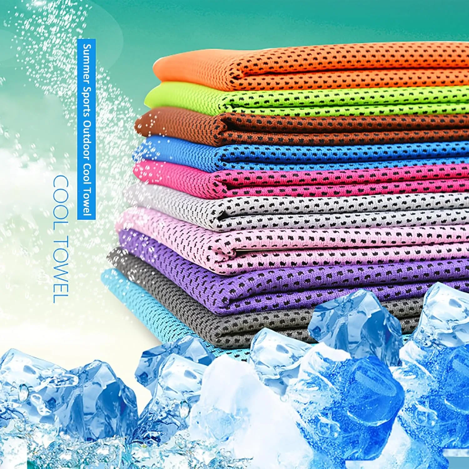 Peicees 20Pcs 40x12'' Microfiber Neck Cooling Towels Sports Sweat Towels Headband for Travel Beach Swimming Camping Climbing Gym Yoga Workout Backpacking, Quick Dry Super Absorbent Compact Lightweight