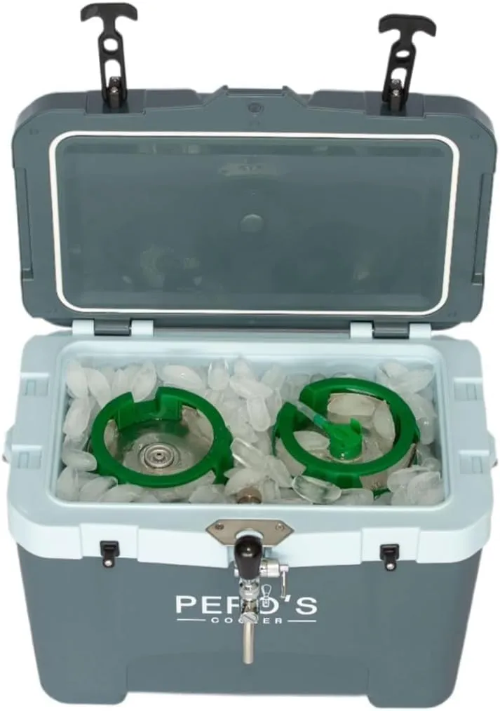 Pepos Cooler - Premium Dual Mini Keg Cooler with Tap System - Keep Your Beer Chilled & Ready to Pour - Ideal for Home Bars & Parties, Gray - 45 Qt