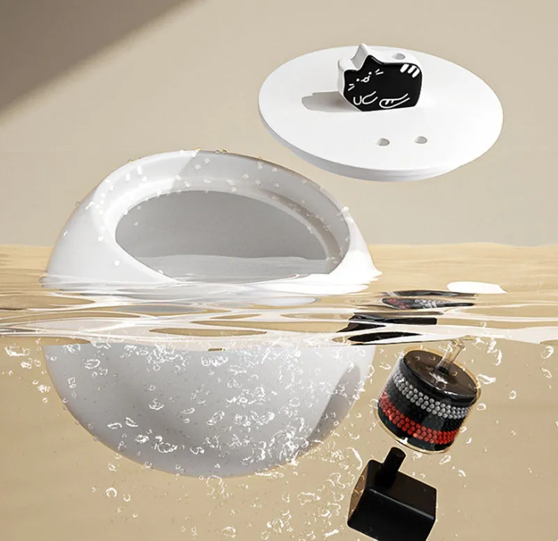 Pet black and white cartoon kitten ceramic water fountain dog electric circulating water filter automatic drinking fountain cat bowl