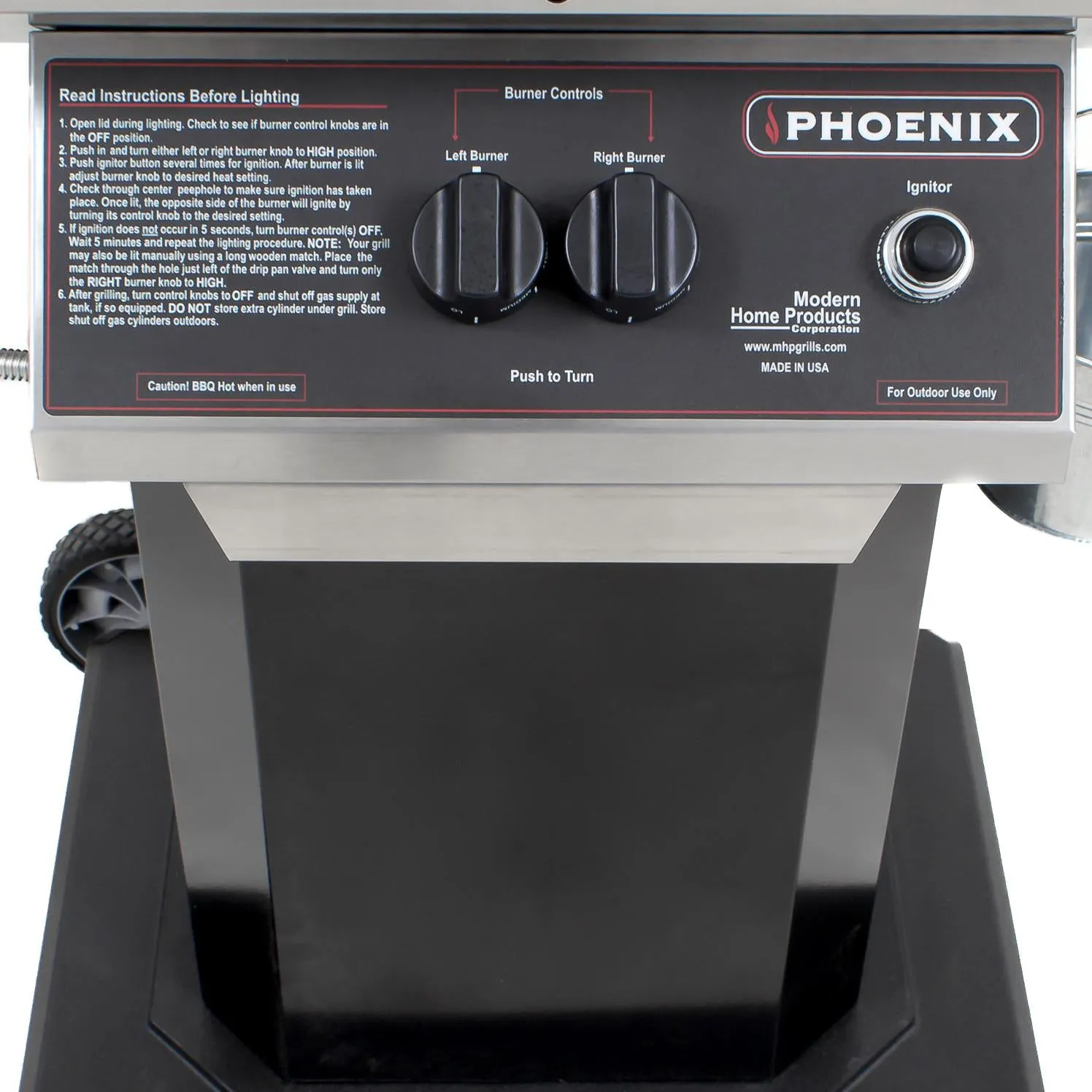 Phoenix Grill PFMG Black Natural Gas Grill Head On Black Pedestal Cart