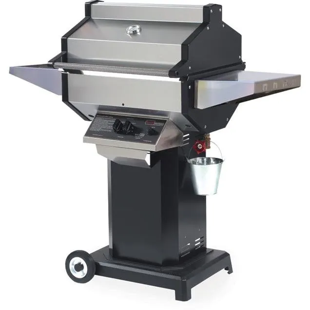 Phoenix SDBOPP Series Stainless Steel Propane Gas Grill On Black Aluminum Patio Base