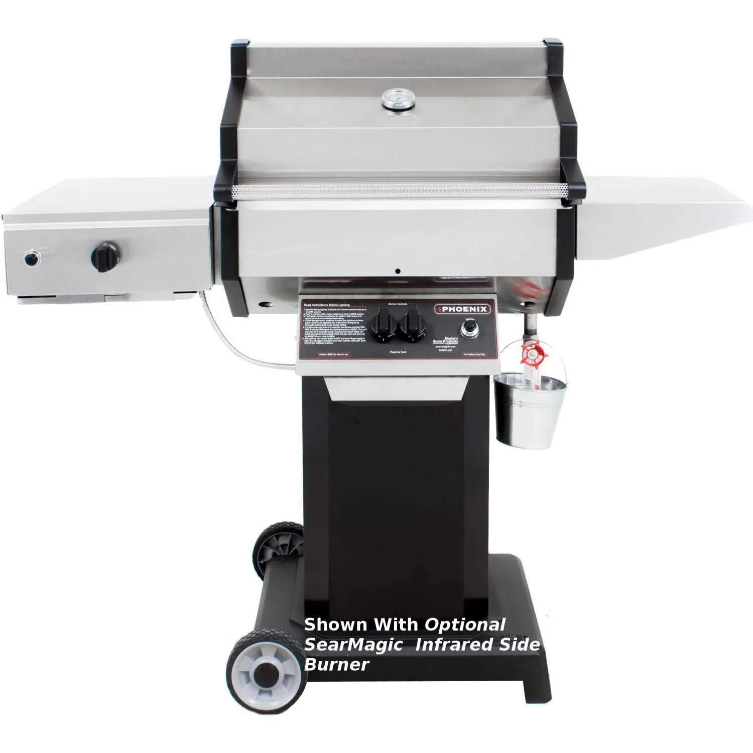 Phoenix Stainless Steel Propane Gas Grill On Black Aluminum Pedestal Cart SDBOCP