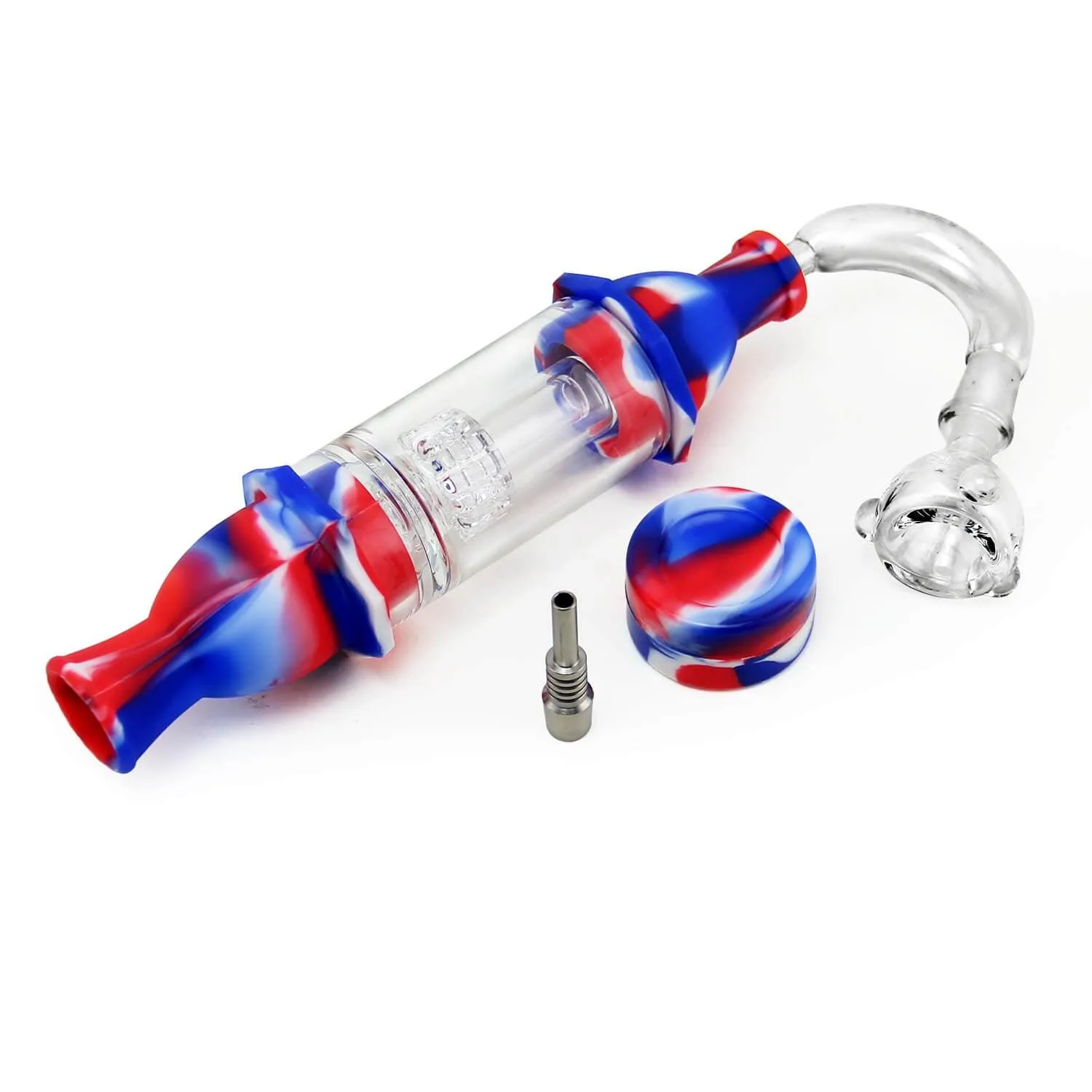 PILOT DIARY Silicone & Glass Hybrid Dab Straw Kit with Titanium Nail & Water Filter