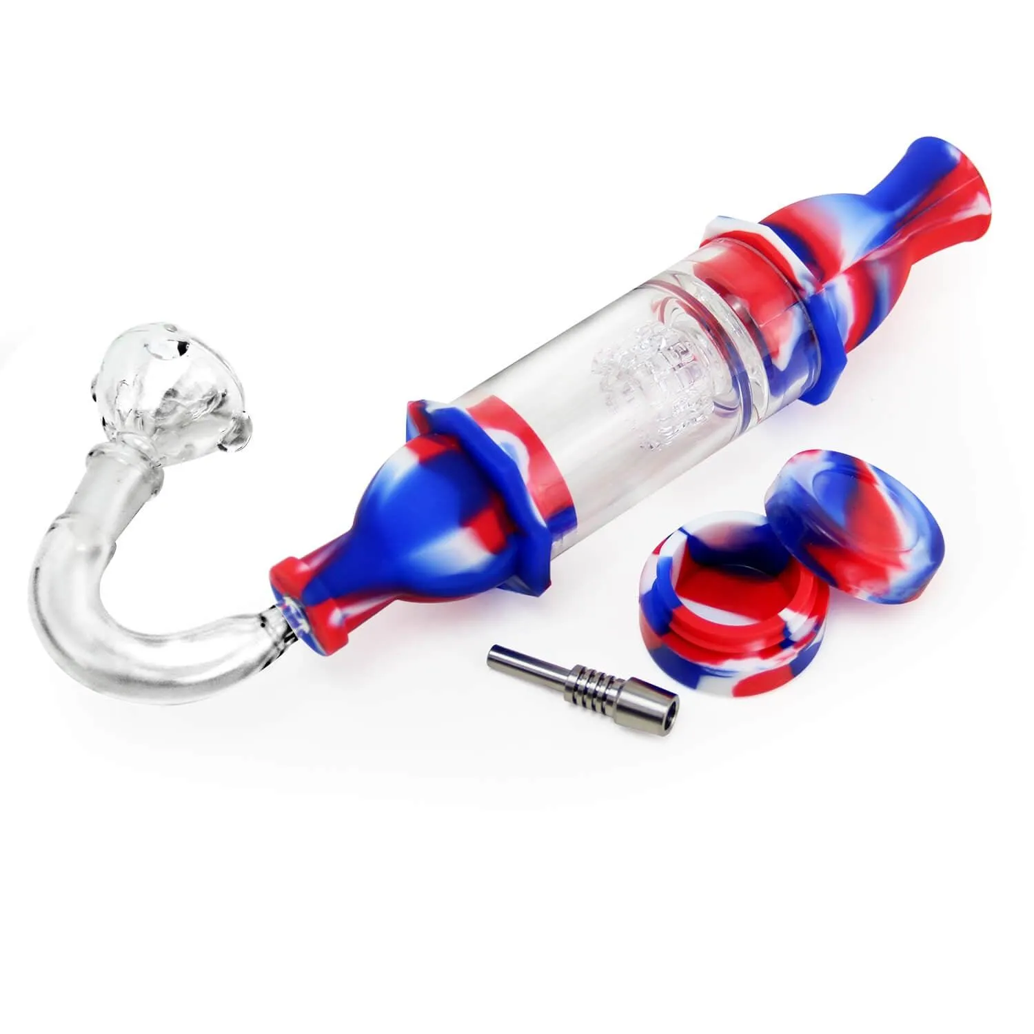 PILOT DIARY Silicone & Glass Hybrid Dab Straw Kit with Titanium Nail & Water Filter