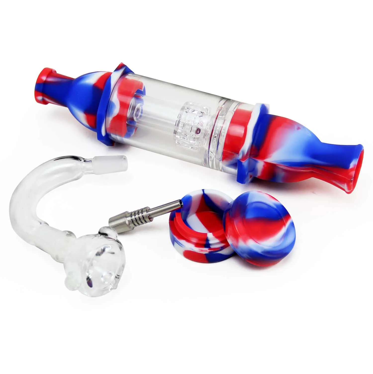PILOT DIARY Silicone & Glass Hybrid Dab Straw Kit with Titanium Nail & Water Filter
