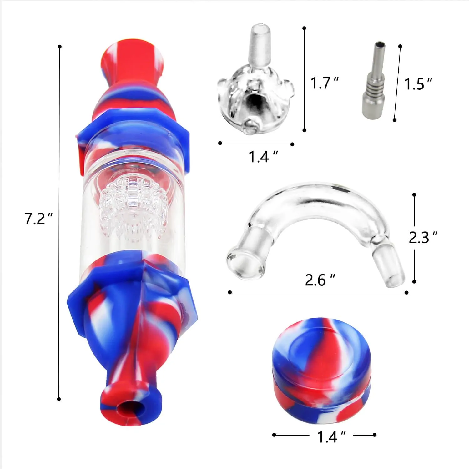 PILOT DIARY Silicone & Glass Hybrid Dab Straw Kit with Titanium Nail & Water Filter