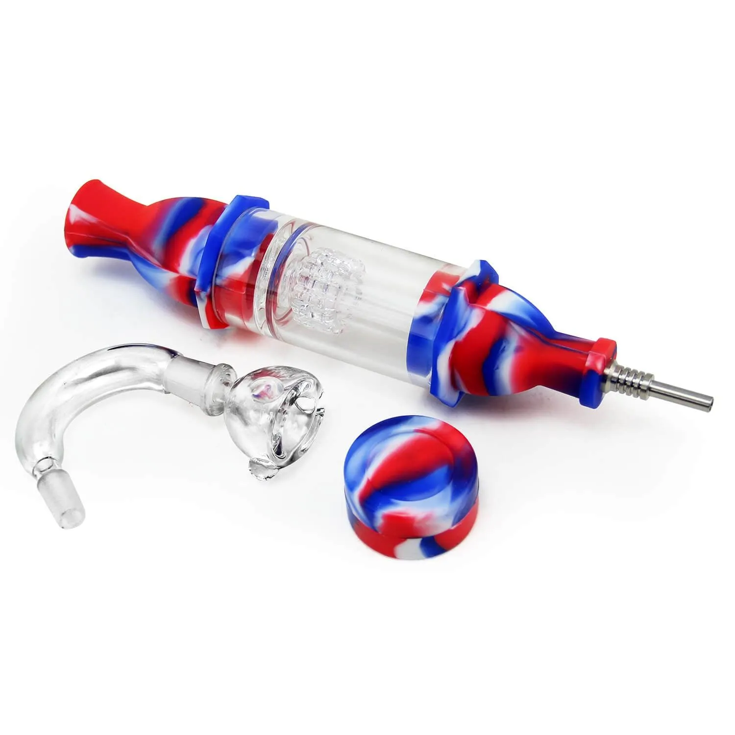 PILOT DIARY Silicone & Glass Hybrid Dab Straw Kit with Titanium Nail & Water Filter