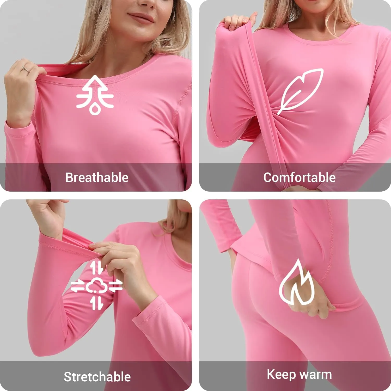 PISIQI Thermal Underwear Women Ultra-Soft Long Johns Set Base Layer Skiing Winter Warm Top & Bottom